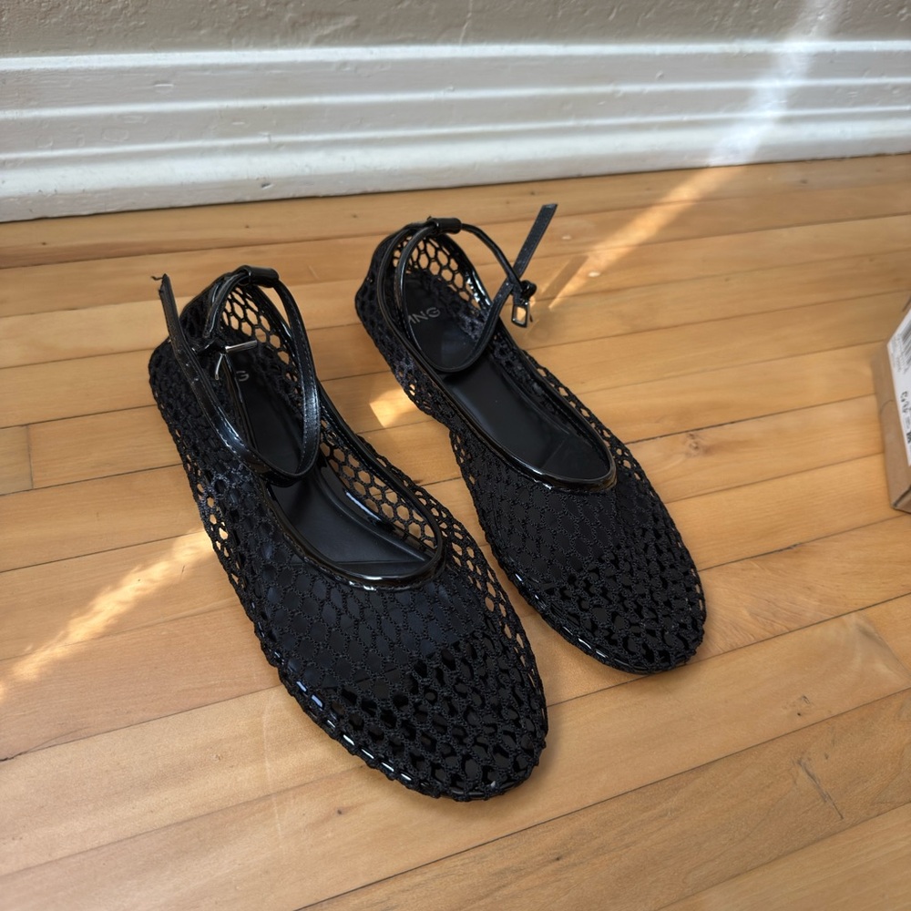 Mango Black Mesh Flats